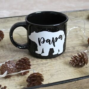 Papa Bear Black Ceramic Mug - Classic Black 'Papa' Coffee Cup